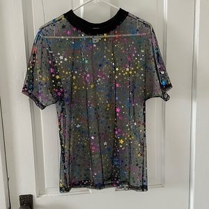 Fun mesh neon stars oversized shirt